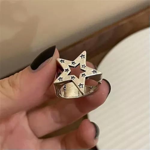 Women Finger Rings Engagement Fashion Jewelry Adjustable Pentagram Punk -Silver 1