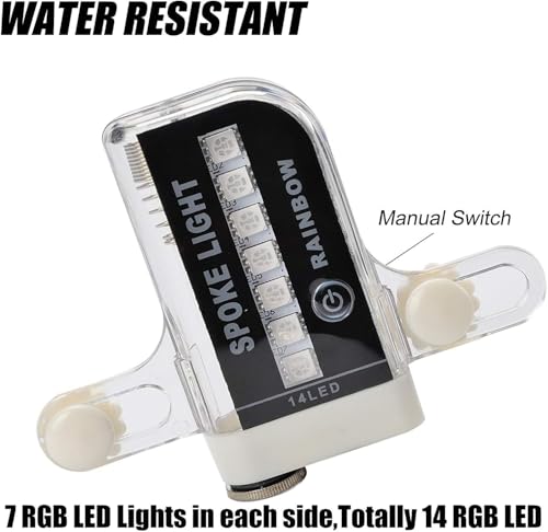 Image of Bicycle Spoke Lights, Waterproof LED Bike Wheel Lights with 30 RGB Patterns, Motion Sensor Tire Lights for Kids & Adults, Safety Cycling Wheel Light for MTB, Road Bike & Night Riding (1)