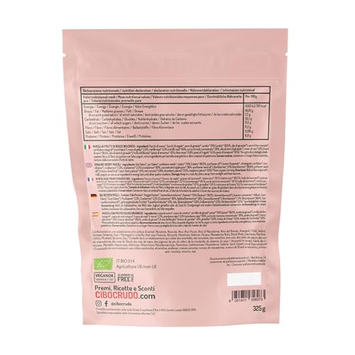 Muesli de Frutos Rojos sin Azucar - 325g. Muesli con Copos de Avena y Centeno con Frutos Secos y Liofilizados como Cereza Negra Grosella Fresa y Frambuesa.