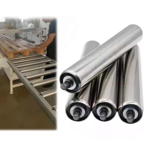 Set of 4 Heavy Duty Industrial Conveyor Rollers, Galvanized Steel Axle - Dia 8mm, 6