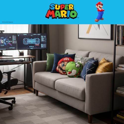 Image of Nintendo Super Mario Gaming Bedding Super Soft Plush Decorative Pillow, One Size, (Officially Licensed Product) By Franco