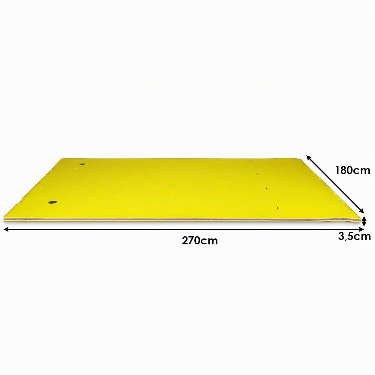 COSTWAY Tappeto Galleggiante per Piscina e Mare, 270 x 180 cm, Materassino Galleggiante in Schiuma per Rilassarsi e Divertirsi, Con Cuscino per la Testa (Giallo 270 x 180 cm)