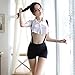 Xinmiao Cute College uniform seduction role play underwear sexy suspender shorts with shirt white sex appeal suit (black white)