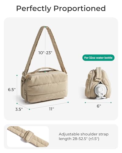 BAGSMART Travel Crossbody Purses for Women, Small Water Bottle Cross body Bag, Puffy Hobo Handbag with Water Bottle Pocket2