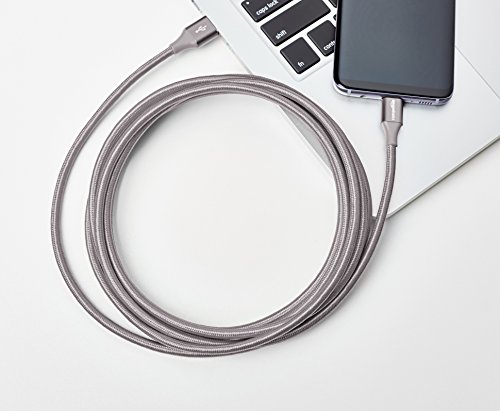 Image of Amazon Basics USB-C to USB-A 3.1 Gen 1 Fast Charger Cable, Double Braided Nylon Cord, 5Gbps High-Speed for Apple iPhone 16 /15, iPad, Samsung Galaxy, Tablets, Laptops, 10 Foot, Dark Gray (Pack of 2)