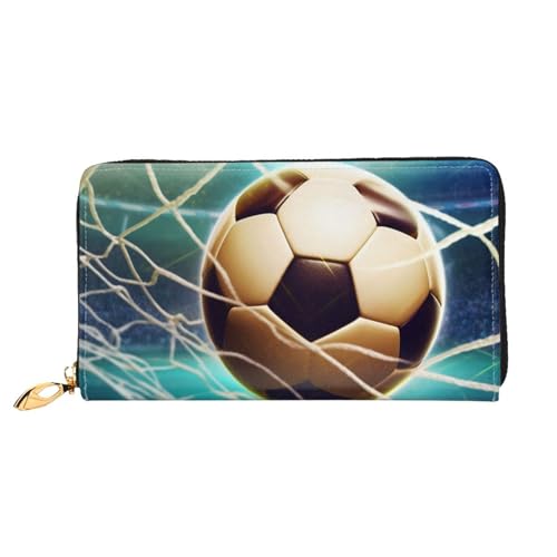 Goal Soccer Women Wallets Leather Zip Around Clutch Purses Waterproof Credit Card Holder With Phone Holder Ladies Travel Coin Purse