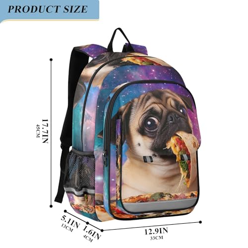 Pug Dog Pizza Taco Galaxy Backpack Lightweight Bookbag Laptop Backpack College School Bag for Boys Girls Kids2