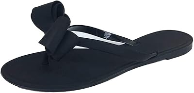 Mtzyoa Women Flip-Flops Flat Sandals Jelly Bow Beach Flat Rivets Rain Cute Dressy Summer Sandals