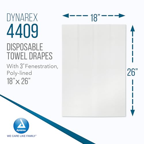 Dynarex Sterile Fenestrated Towel Drapes 18" x 26" - Toallas Desechables para Procedimientos con Forro de Polietileno y Paños Médicos para Pacientes - Caja con 50 Hojas de Drapes miniatura 2
