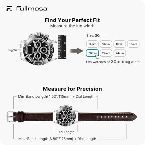 Image of Fullmosa 20mm Quick Release Leather Watch Band for Garmin Samsung Galaxy | Strap for Garmin Vivoactive 6 /5,Venu Sq 2 /Sq,Galaxy Watch 7 /6 /5 40mm 44mm Women Men, Gradient Coffee&Silver Buckle