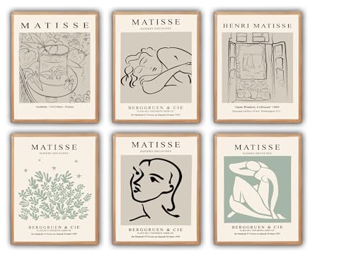 ELAFI® Premium Poster 6er Set | 6x A3 (30cm x40cm) Bilder Matisse Stil | Deko Wohnzimmer vintage | Abstrakte Kunst| Schöne Bilder Wohnzimmer groß (Matisse Art) ELAFI® Premium Poster 6er Set | 6x A3 (30cm x40cm) Bilder Matisse Stil | Deko Wohnzimmer vintage | Abstrakte Kunst| Schöne Bilder Wohnzimmer groß (Matisse Art)