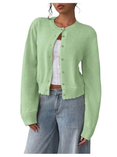 Image of SOLY HUX Women's Button Down Cropped Lightweight Cardigan Sweater | Cute Fall Fashion, 2026