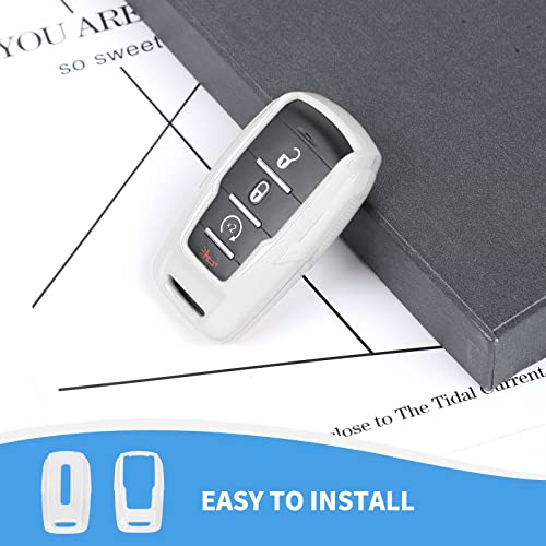 Image of RAZPOY for RAM Key Fob Cover, ABS Key Case Cover Holder Protector Compatible with for 2018-2023 Dodge RAM 1500 2500 3500, White