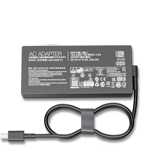Image of 200W Laptop Charger Compatible with Asus ROG Zephyrus G16 G14 GA605 GU605 GA403 GU605M TUF Gaming A14 A16 FA401WV FA401UV FA401UU FA401WU ROG Flow Z13 GZ302 GZ302EA TUF A14 FA401KM 2024-2026