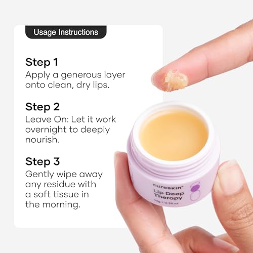 Image of Cureskin Lip Deep Therapy Lip Mask | Moisturizing Lip Treatment with Vitamin C + Shea Butter for Soft Hydrated Lips | Overnight Repair | Lip Balm For Dry Chapped Lips | Lasting Hydration, 10 g (Pack of 1)