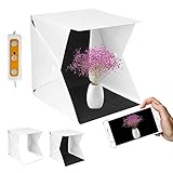 [page_title]-Yorbay Fotostudio Fotobox Mini Tragbares Lichtzelt dimmbar 22x23x24 cm Kaltweiß 6000K 10 Helligkeitsstufen mit 2 Hintergrund (Weiß/Schwarz)