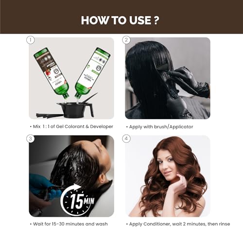 Image of Dark Brown 20 Minutes Gel Hair Color, Fruitberries Extracted - 100% Grey Coverage, No Skin Stain- 100ML Developer and 100ML Colorant, Pack of 1