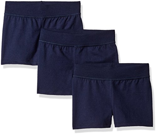 Hanes Little Girls' Jersey Short (Pack of 3), Navy, Medium
