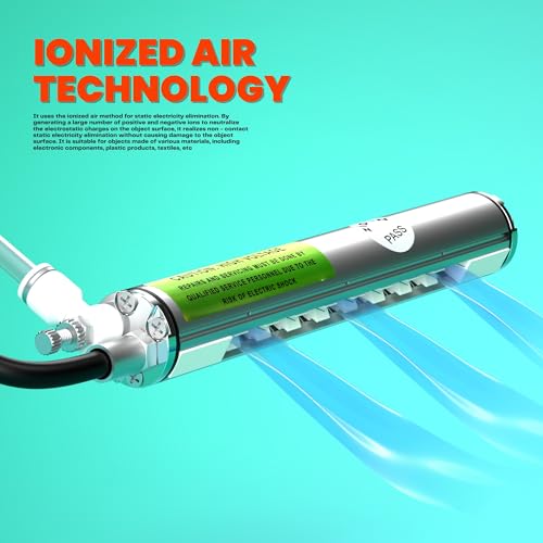 Image of 2X 7.87 inch Ionizing Air Bars Static Eliminator with 7KV High Voltage Generator, 110V Rapid Static Electricity Remover with Anti Static Ionizing Bars for Painting Printing Coating (No Air Compressor)