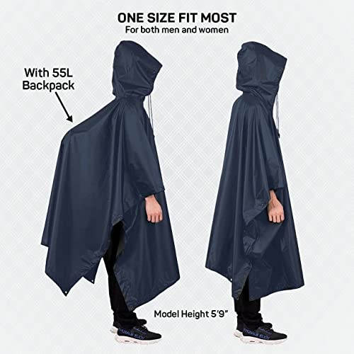 Image of ROCKSPORT Unisex Hooded Rain Poncho for Adult,Waterproof, lightweight,Reusable& Packable, One Size Fits Most, Free Size