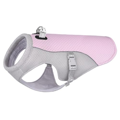 WXQ犬用クールベスト 冷感冷却ベスト ひんやりベスト 犬用夏服 通気性 快適 柔軟 ドッグウェア 物理冷却 日焼け防止 超軽量 簡単着脱 お散歩 お出かけ トレーニング アウトドア用 小型犬 中型犬 大型犬 熱中症対策 ペット用品 (M,ピンク)