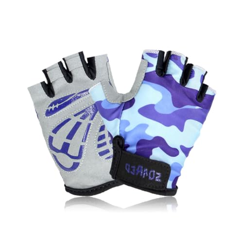Abaodam Guantes de Ciclismo Medio Dedo en Nylon Azul Protección para Palmas y Absorción de Impactos para Ciclismo y Montañismo