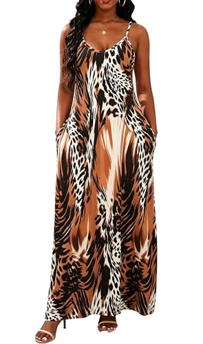 Image of vunahzma Womens Casual Fashion Sleeveless Plus Size Loose Long Sexy Maxi Dress with Pockets