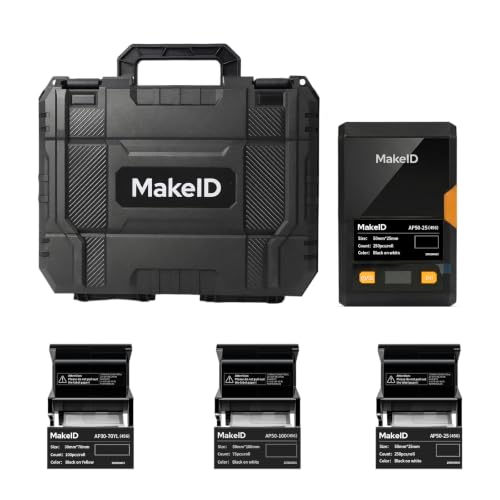 Image of Makeid EP53 2 inch Label Maker with Hard Case and 3 Label Cartridges, 300 DPI 2600mAh Battery Thermal Transfer Bluetooth Label Printer for Home Organization, Kitchen Storage, Small Business & Job Sites