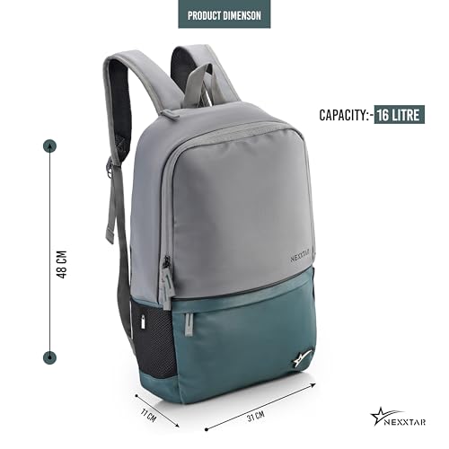 Image of Casual Backpack 16L Durable & Stylish Bag Multi-Utility Bliss Travel Backpack with Adjustable Padded Straps & Bottle Pockets Daily Use Bag for Collage, School (Grey & BGreen)