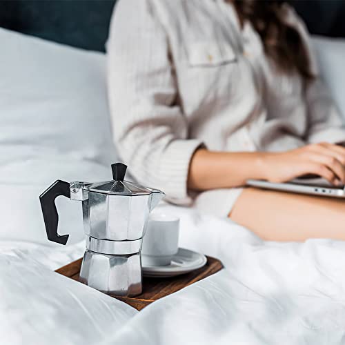 Foto von FainFun Italienische Kaffeemaschine, Kleine Espressokocher Gas Camping, Moka Espresso, Espressomaschine Moka, für Ceranherde, Aluminium, Silber, Mit Filterpapier (300ML)