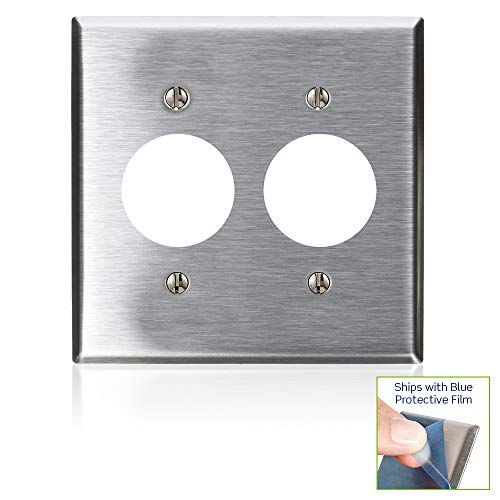 Leviton 84052-40 2-Gang Single 1.406-Inch Hole Device Receptacle Wallplate, Device Mount, Stainless Steel