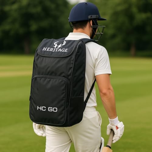 Heritage Shadow Black Cricket-Rucksack, Sporttasche, 60 Liter, große Tasche, 60 l, gepolstert, verstellbar