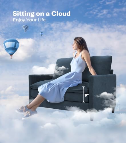 Image of Welzona 3-Layers Cloud Loveseat Sofa, 51 inch Small Couch, Teddy Small Sofa