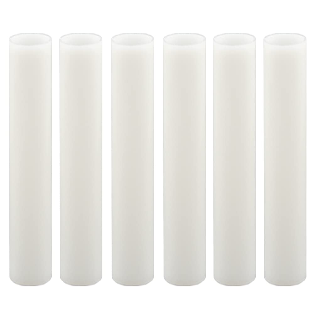 6 Inch Tall White Plastic Candle Covers Sleeves,Chandelier Socket Sleeves,Candelabra Base E12 Socket Covers Set of 6