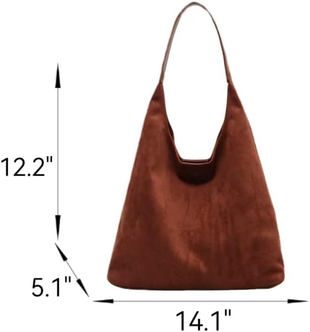 Suede Hobo Bags for Women - Retro Slouchy Office Shoulder Top-handle Tote Handbags - Image 6