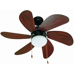 Lamparas Ventilador Faro Faro Barcelona 33185 - PALAO Ventilador de techo con luz 6 palas de madera MDF, Diámetro 760mm, Accionado por cadena