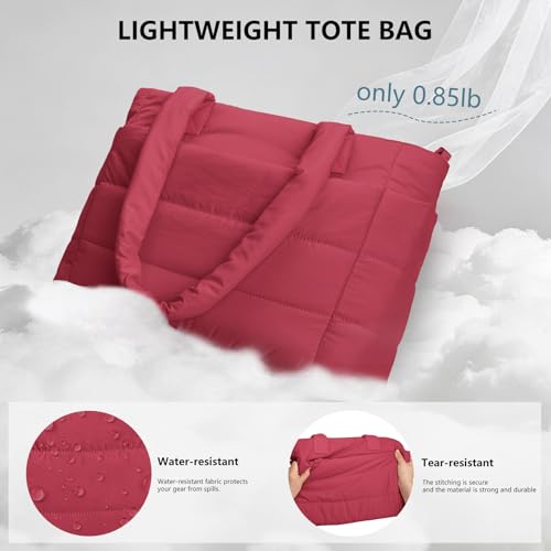 Image of Puffer Tote Bag for Women Quilted Nurse Bag Lightweight Work Bag for Teacher Travel Handbag with Multiple Pockets