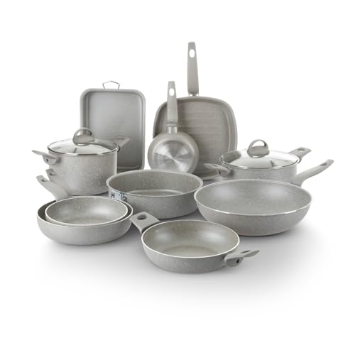 KASANOVA 12-Piece Nonstick Cookware Set, PFOA-Free, Grey