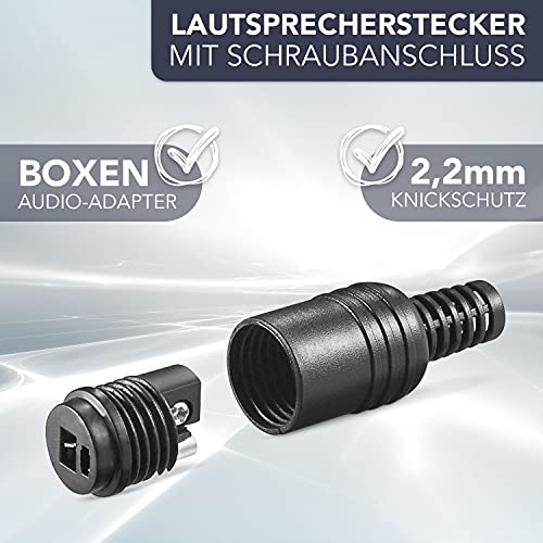 PerfectHD Gniazdo głośnikowe 2 x DIN | z przyłączem śrubowym | proste, przykręcane, ochrona przed zagięciem 2,2 mm | adapter audio przyłącze kabla głośnika gniazdo | czarny | 2 sztuki