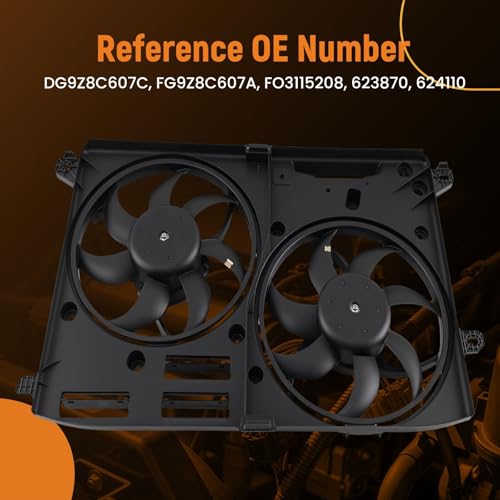 Image of maXpeedingrods Radiator Cooling Fan Assembly w /Shroud for Lincoln MKZ 2013-2016, for Ford Fusion 2014-2016, 623870 DG9Z8C607C FG9Z8C607A