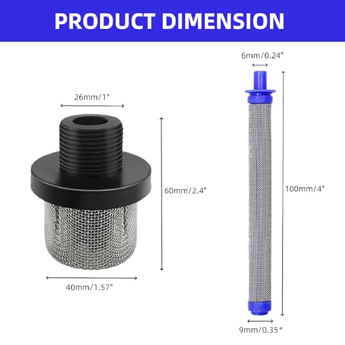 Image of (8pc) 288749 Spray Gun Filters and (2pc) 288716 Inlet Suction Strainer | Fits for Graco SG10, SG20, SG Pro Series Airless Paint Spray Sprayer Replacement Parts