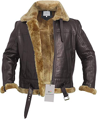 RAF Bomber Ginger Men B3 Bomber Jacket Aviator Real Shearling Bomber Sheepskin Leather Jacket3
