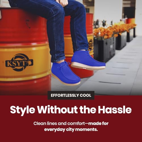 Image of Amali Casual Chukka Boots for Men, High-Top, Lace Up Suede Men's Shoes, Desert Boots with Crepe Rubber Sole