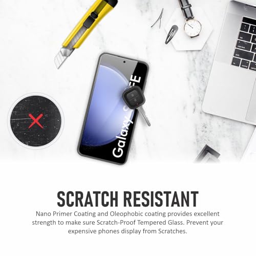 Image of SupCares Tempered Glass for Samsung Galaxy S24 FE, Galaxy M56 and Galaxy A56 (6.7 Inch) With Installation Kit | Military-Grade Gorilla Screen Protector | Edge to Edge Coverage | Black