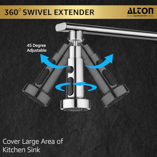 Image of ALTON ALD865, ABS, 3-Function, Tap Extender for Kitchen Sink, Chrome | 360 Degree Rotation, Kitchen Faucet Sprayer, Fits F22, M24 mm taps and Pull-Down Sprayer