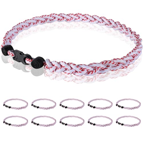 12 pack baseball necklace 18inch team gift for baseball funs three braided titanium tornado rope design with muti - color for pick