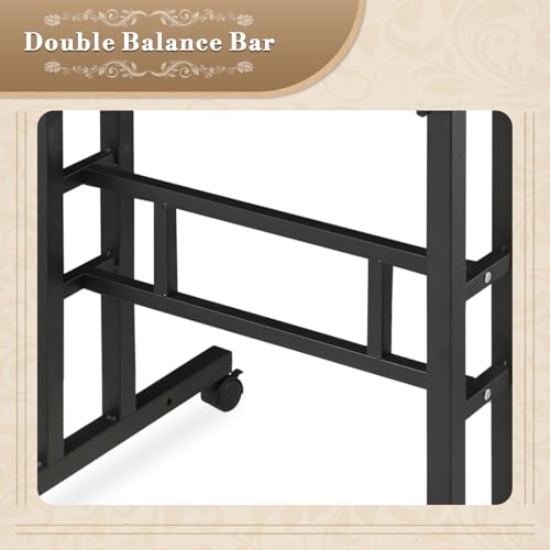 Athena Collection DS-AT-003BKBKA20 Height Adjustable Rolling Desk Mobile Portable Laptop Stand Cart Small Sit Standing Desk Computer Table Workstation thumb #8