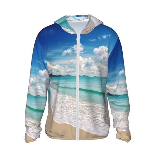 Sun Protection Hoodie Shirt Ocean Sea Beach UPF 50+ Long Sleeve Outdoor Rash Guard for Men Women