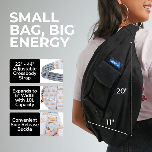 Image of KAVU Rope Sling Bag - Large Crossbody Bags for Women & Men | Hands Free, Cross Body for Travel, Hiking & Everyday Carry, with Padded Back, Adjustable Rope Strap & Cotton Canvas
