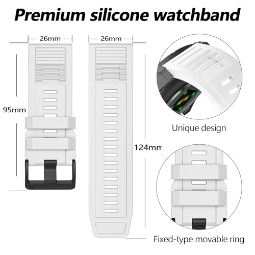 Image of 26mm Quickfit Silicone Watch Bands Compatible with Garmin Fenix 8 Pro /quatix 8 51mm /Fenix 7X /7X Pro /6X /6X Pro /5X /5X Plus /3 HR /Enduro 3 2 /Descent Mk3i 51mm /Mk2i /Tactix 8 /7 pro /epix Pro 51MM